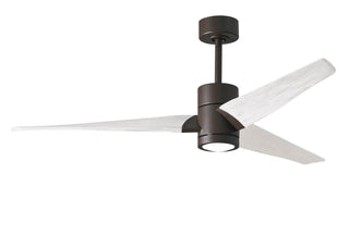 Super Janet three-blade ceiling fan. Multiple size and Finish options to choose from. Textured Bronze / Matte White Finish / 60 Inch