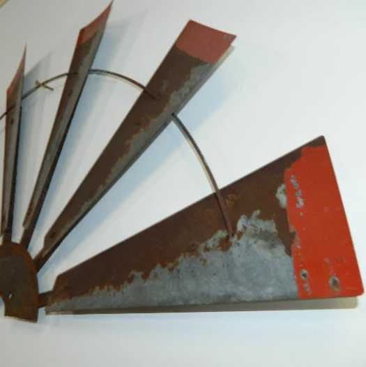 38 Inch  Rustic HALF Windmill Head with Distressed Red Tips