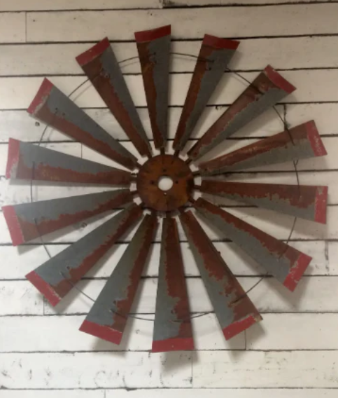 47 Inch Rustic FULL Windmill Head  with Distressed Red Tips