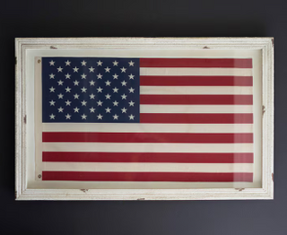 Large Framed American Flag Under Glass