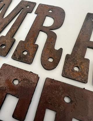 10 Inch Metal Letters and Numbers - Rusty or Natural Steel Finish - Playbill Font