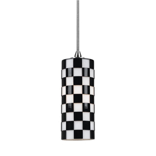 Cindy Metal Black and White Checkered Pendant