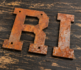 18 Inch Varsity Font Metal Letters and Numbers in Rustic Finish