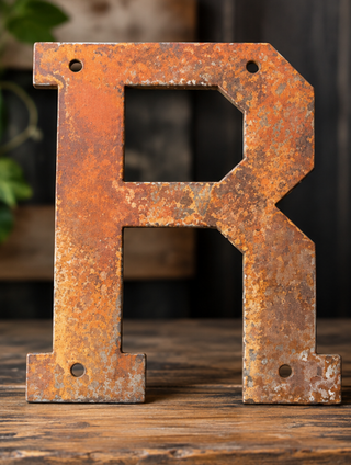 18 Inch Varsity Font Metal Letters and Numbers in Rustic Finish
