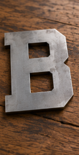 16 Inch Varsity Font Metal Letters and Numbers in Natural Steel