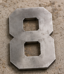 16 Inch Varsity Font Metal Letters and Numbers in Natural Steel