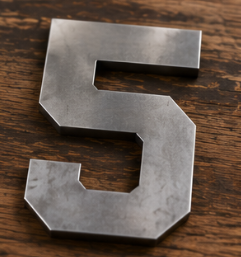 16 Inch Varsity Font Metal Letters and Numbers in Natural Steel