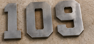 16 Inch Varsity Font Metal Letters and Numbers in Natural Steel