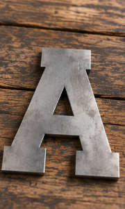 16 Inch Varsity Font Metal Letters and Numbers in Natural Steel
