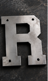 16 Inch Varsity Font Metal Letters and Numbers in Natural Steel