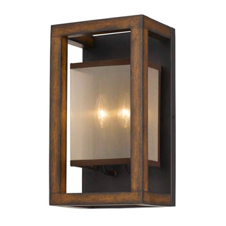 Rubber Wood Wall Sconce with Organza Shade - Set of 2