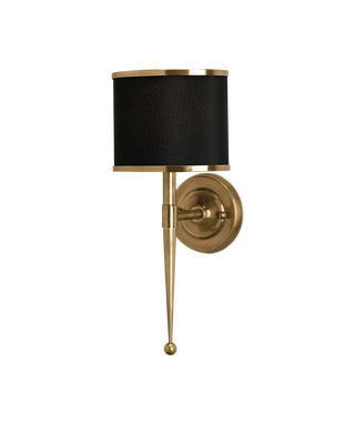 Primo Brass Wall Sconce, Black Shade