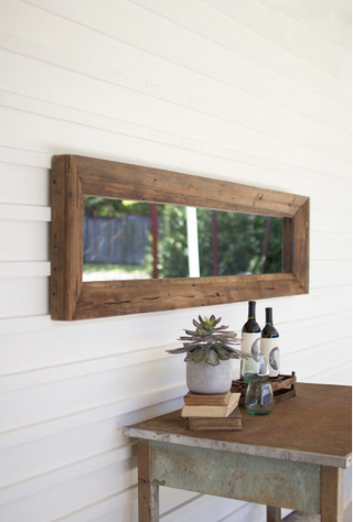 LONG RECTANGLE MIRROR WITH RECYCLED WOOD FRAME