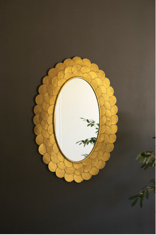 LAYERED ANTIQUE GOLD SCALLOP FRAMED MIRROR