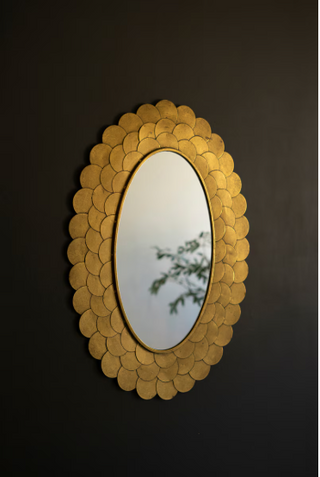 LAYERED ANTIQUE GOLD SCALLOP FRAMED MIRROR