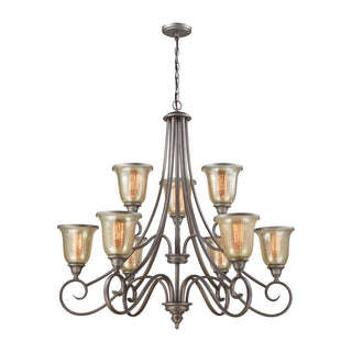 Georgetown 9-Light Chandeliers in in Weathered Zinc with Mercury Glass