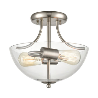 Astoria 15'' Wide 2-Light Semi Flush Mount - Brushed Nickel