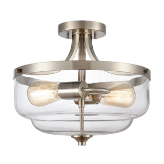 Calistoga 13'' Wide 2-Light Semi Flush Mount - Brushed Nickel