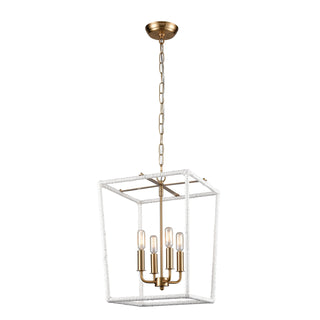 Kingdom 14'' Wide 4-Light Pendant - Aged Brass with White