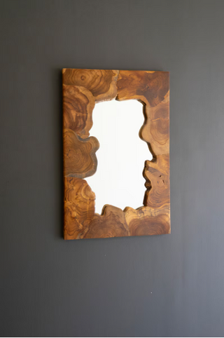 LIVE-EDGE TEAK WOOD FRAMED MIRROR