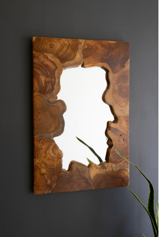 LIVE-EDGE TEAK WOOD FRAMED MIRROR