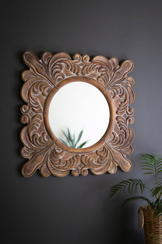 CARVED FLEUR DE LIS FRAMED MIRROR