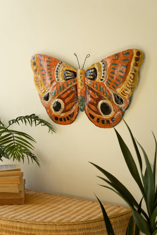 PAINTED METAL HAND-HAMMERED  BUTTERFLY WALL ART