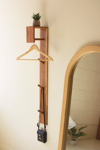 WOOD AND METAL WALL COAT RACK