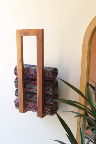 WOODEN WALL TOWEL RACK