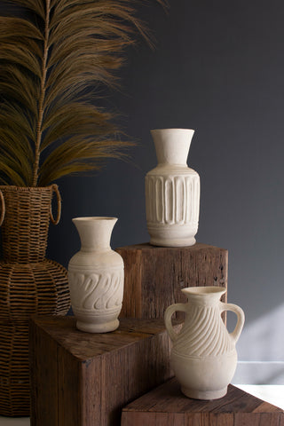 SET OF THREE PAPER MACHE VASES