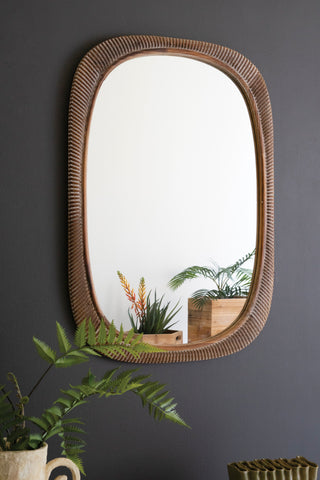 CARVED WOODEN FRAMED MIRROR