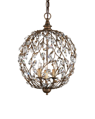 Crystal Bud Gold Orb Chandelier