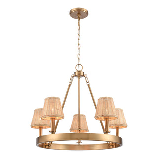 Rydell 24.5'' Wide 5-Light Chandeliers - Brushed Gold and Rattan