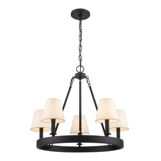 Rydell 24.5'' Wide 5-Light Chandeliers - Matte Black and Parchment