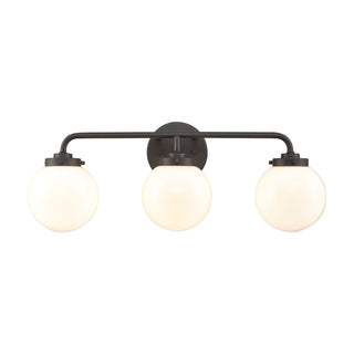 Fairbanks 22.75'' Wide 3-Light Vanity Light - Matte Black and Opal