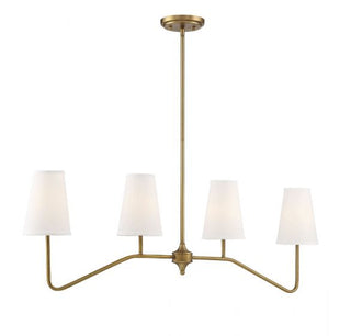 4-Light Linear Chandelier in Natural Brass