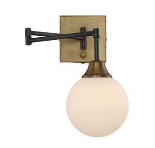 1-Light Adjustable Wall Sconce in Oiled Rubbed Bronze with Natural Brass