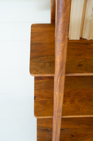 MANGO WOOD BOOKSHELF WITH TEAK FINISH