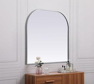 Metal Frame Arch Mirror 36x34 Inch in Silver