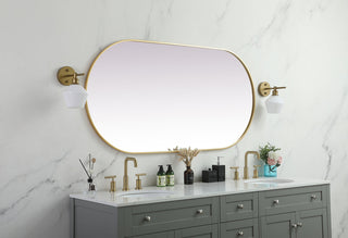 Metal Frame Oval Mirror 30x60 Inch in Brass