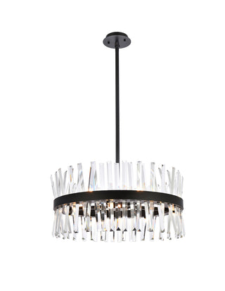 Serephina 25 inch crystal round pendant light in black