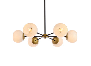 Briggs 30 inch pendant in black and brass with white shade