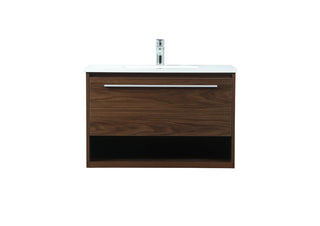 30 inch Single bathroom vanity in walnut