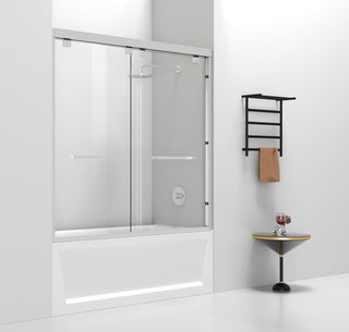 Semi-frameless tub door 60 x 60 Brushed Nickel