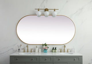 Metal Frame Oval Mirror 36x72 Inch in Brass