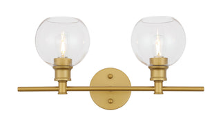 Collier 2 light Brass and Clear glass Wall sconce