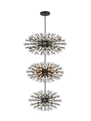 Vera 48 inch three tiers crystal starburst chandelier in black