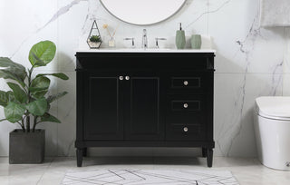 42 inch Single bathroom vanity in black with backsplash