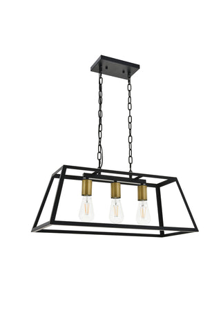 Resolute 3 light brass and black Pendant