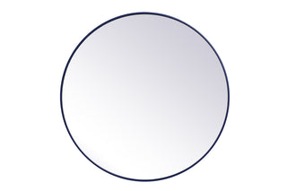 Metal frame round mirror 39 inch in Blue